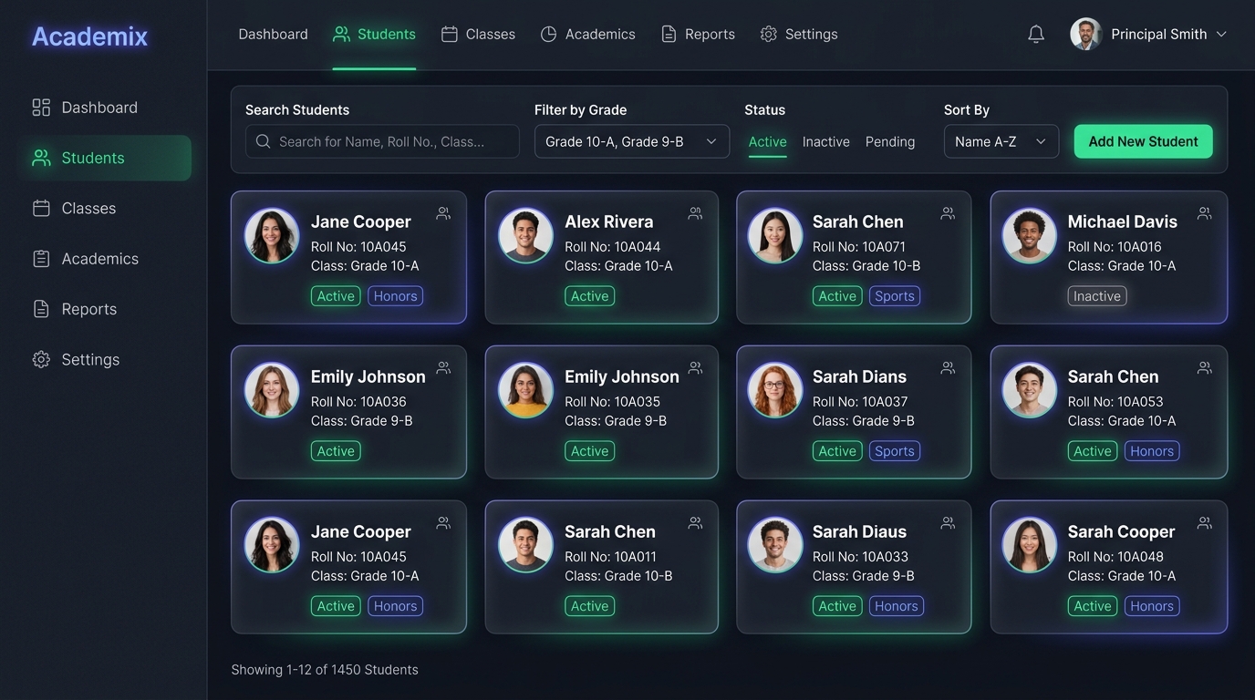 SkoolSystem Student Directory Management System UI Mockup